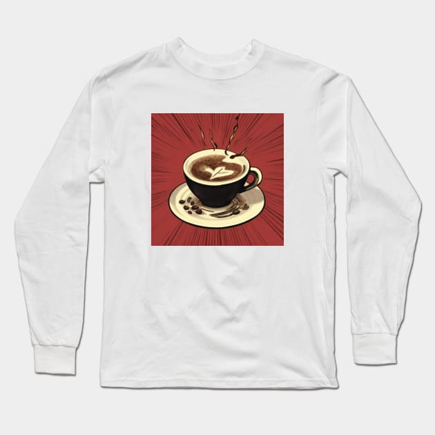 Coffee Vintage Retro French Press Roast Long Sleeve T-Shirt by Flowering Away